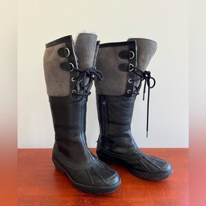 Ugg Belcloud 14” Tall Shearling Lined Leather/Suede Lace Up Waterproof Boots, 8